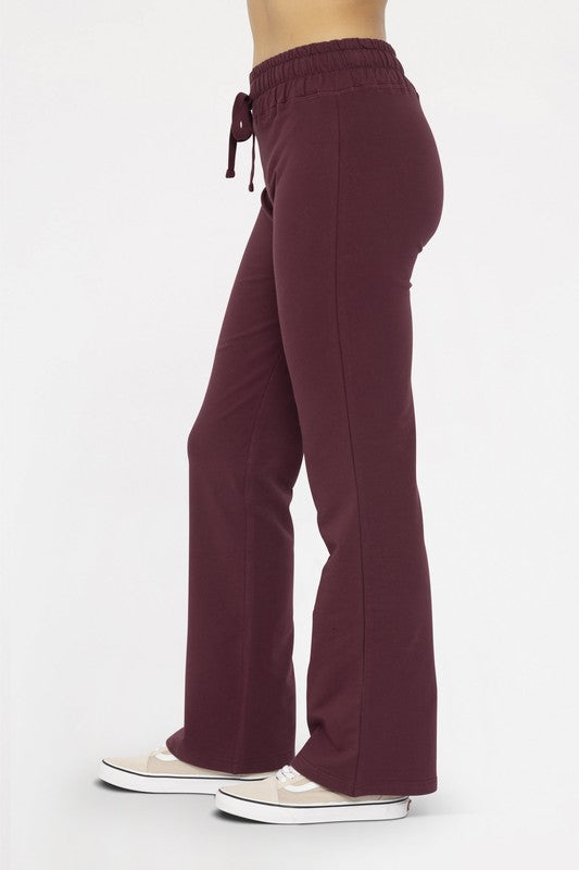 Mono B Drawstring Flared Pants In Plum